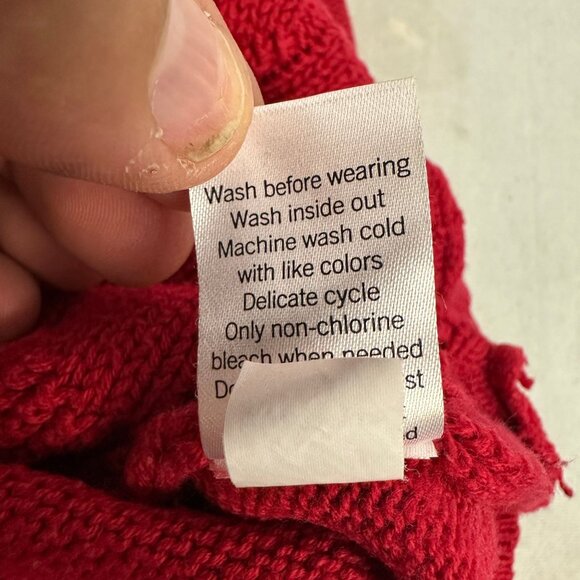 Sonoma Goods For Life Womens Red V-Neck Cable Knit Pullover Sweater Large Soft - Picture 5 of 5